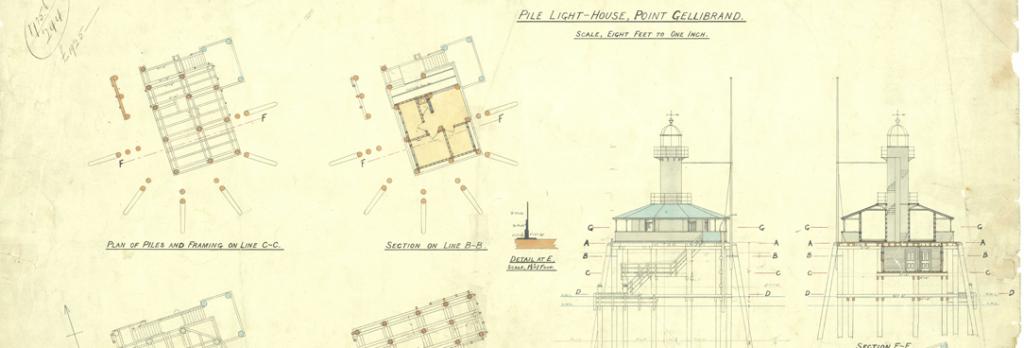 Detail of Pile Light House, Port Gellibrand, contract drawing signed 22 January 1906, PROV, VPRS 16723/P1.